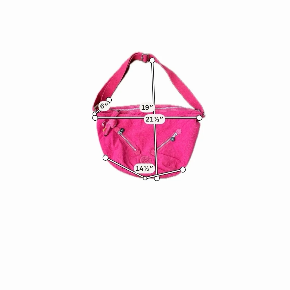 Kipling Farrah Hot Pink Large Shoulder/Crossbody Hobo Bag Lightweight Travel EUC